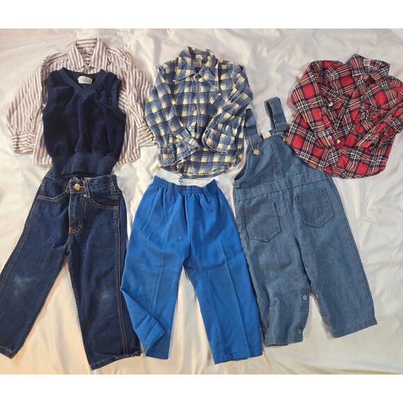 Vintage Boy's 3T Shirt Pant Overalls Vest 7 pc Healthtex Danny Dare Sears Mambro - Picture 1 of 16